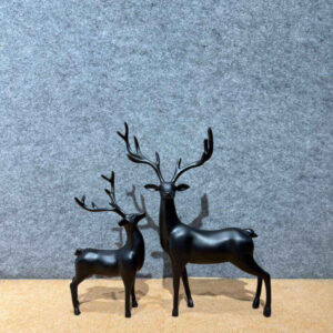 Pair of Deer with Antlers (Matt Black) (CL 38 Matt Black) (CL 38 Matt Black)