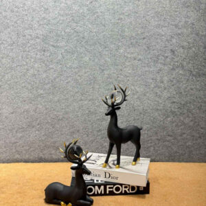Deer Pair Sculpture (Black) (DE-28 Black) (DE-28 Black)